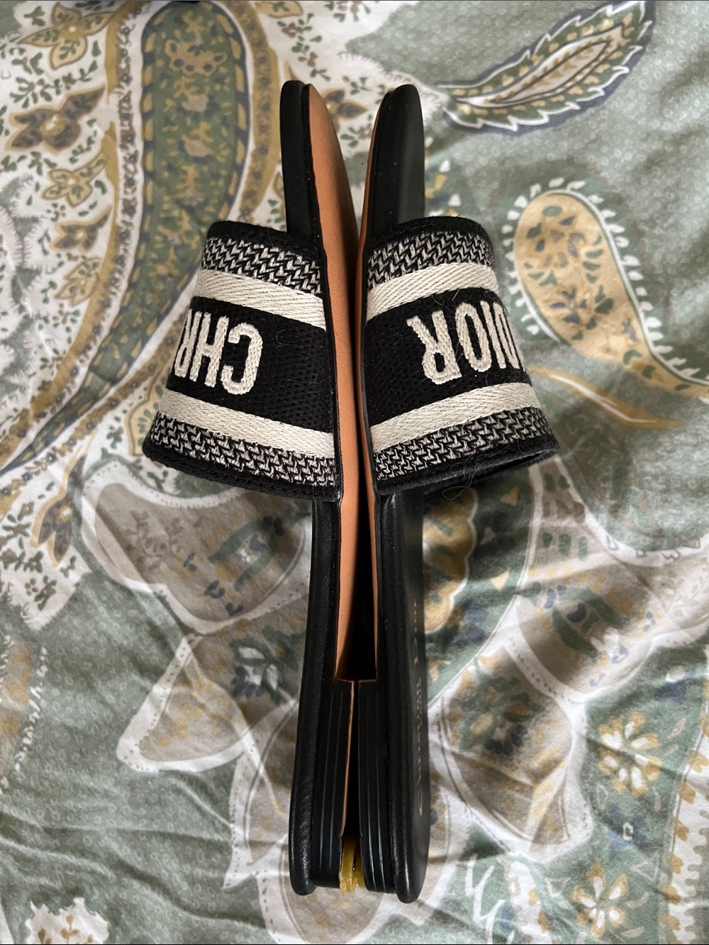 Dior Black and Beige Logo Slide Sandals - Picture 2 of 3